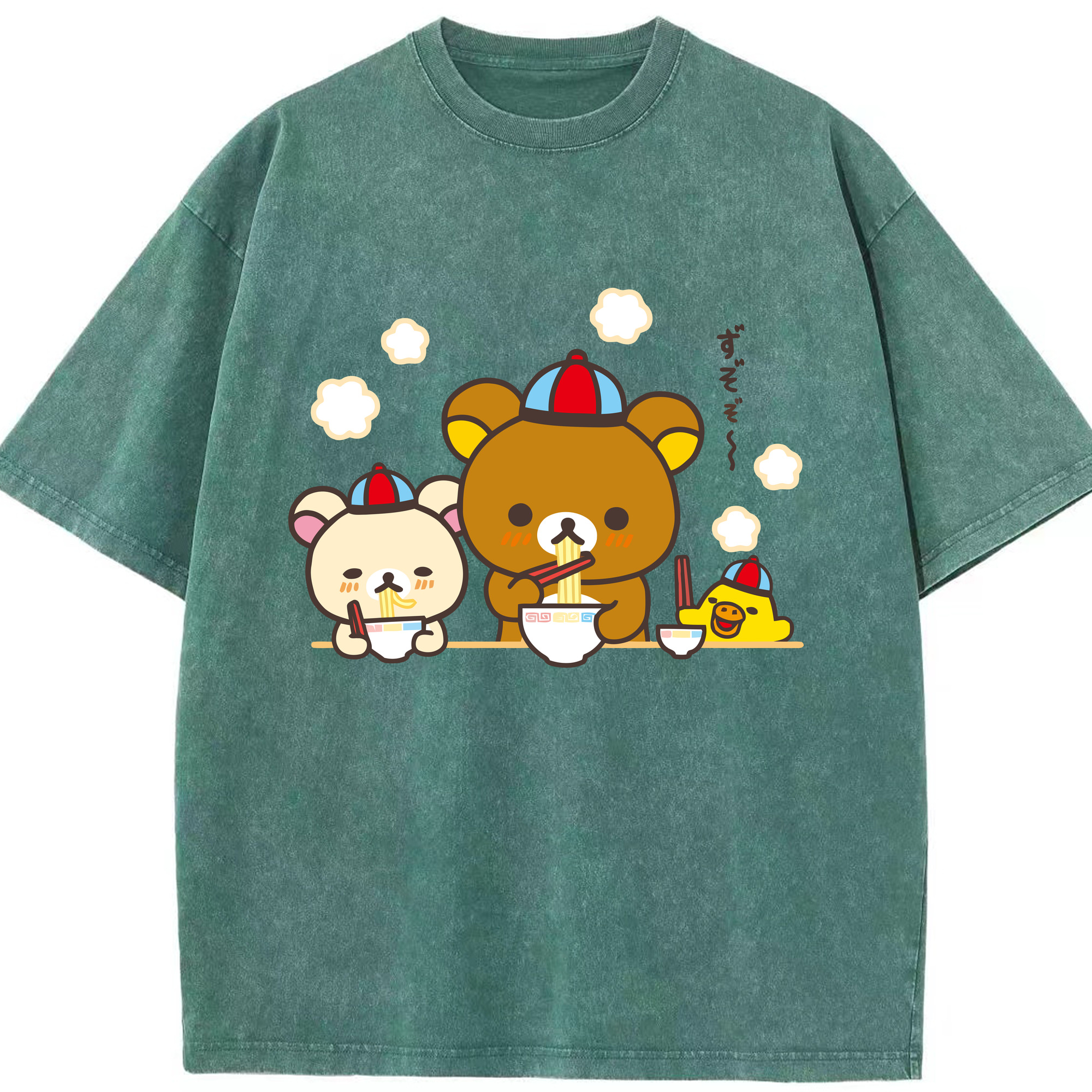 （画像用） リラックマ リラックマ キイロイトリ Rilakkuma Korilakkuma Kiiroitori 綿100% ヴィンテージ風 半袖Tシャツ（フロントプリント）